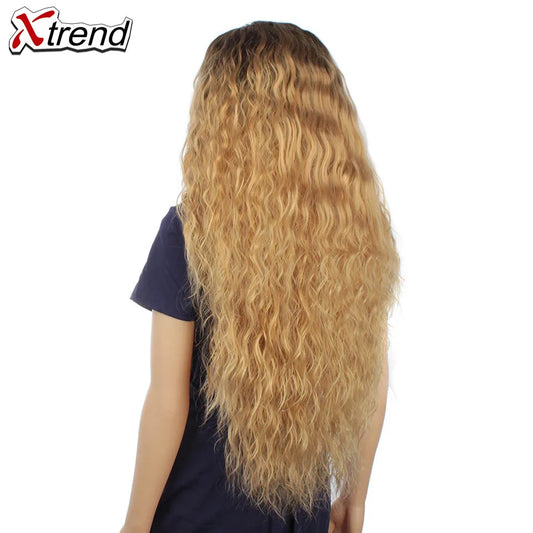 Synthetic Wig 30 Inch Blonde Red Black Ombre Afro Wigs for Women Long Curly Blond Brown Hair Female Peruca Sale