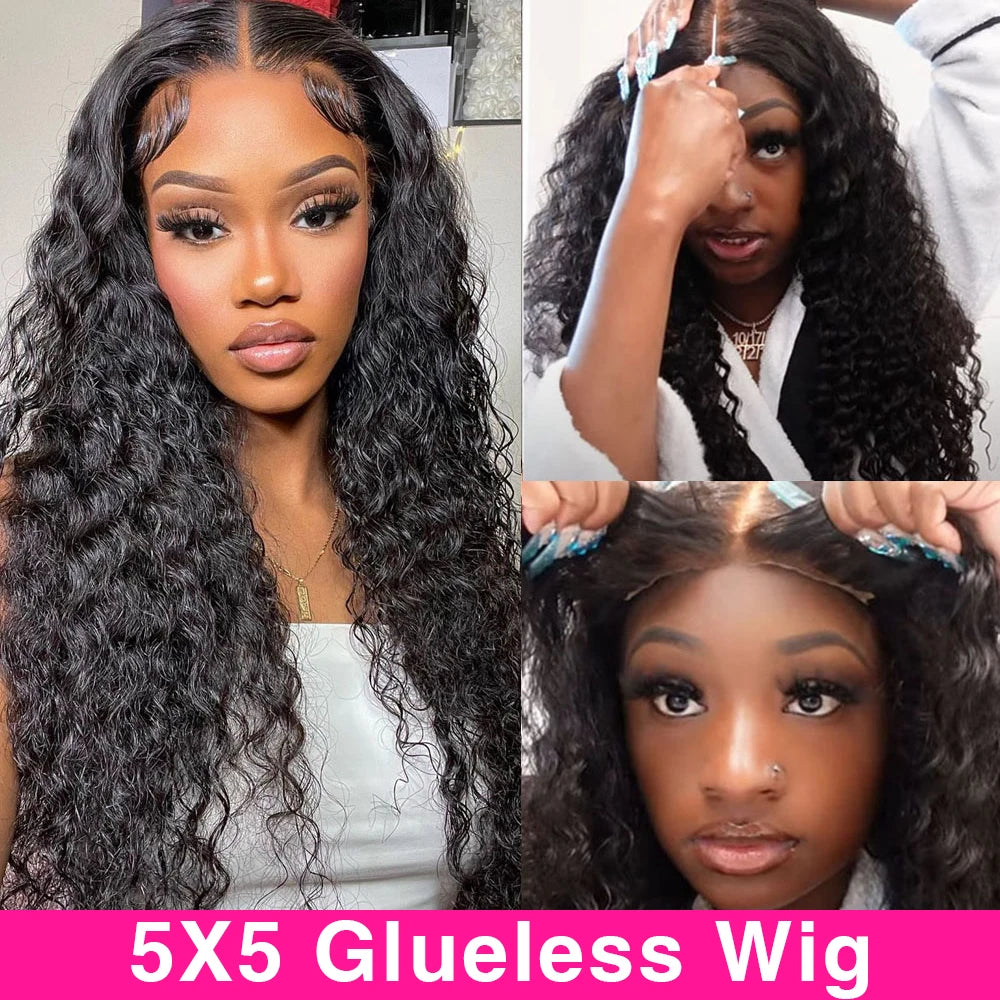 Deep Wave 13X6 Hd Lace Frontal Wig Brazilian 30 34 Inch Lace Front Human Hair Wigs Preplucked Curly 5X5 Closure Human Hair Wigs